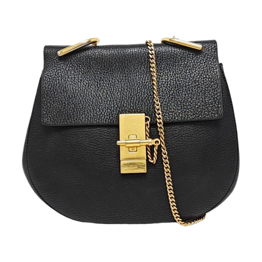 Chloé Drew Medium size Black Cowhide Piglet Bag Crossbody Single Shoulder and Tote Bag Golden hardware-(SKU)-956834462