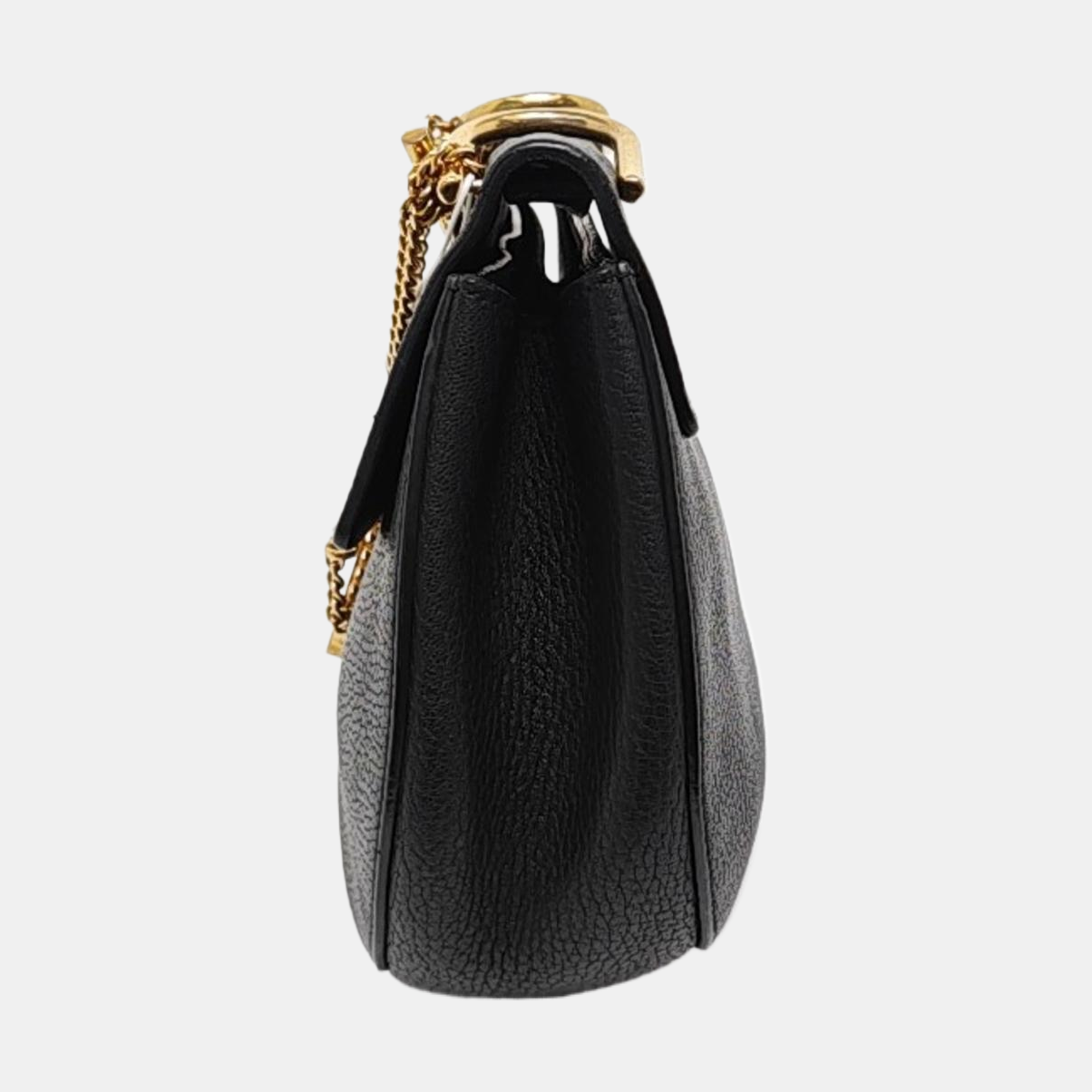 Chloé Drew Medium size Black Cowhide Piglet Bag Crossbody Single Shoulder and Tote Bag Golden hardware-(SKU)-956834462