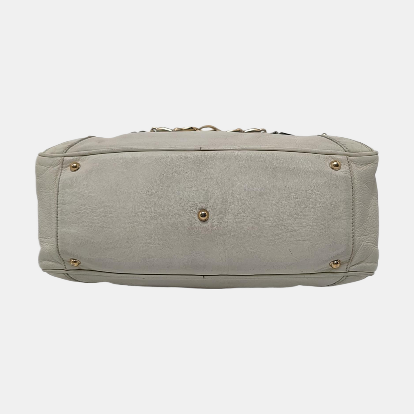 GUCCI Tote bag White leather bamboo harness buckle single shoulder bag handbag Golden hardware-(SKU)-957008402