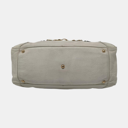 GUCCI Tote bag White leather bamboo harness buckle single shoulder bag handbag Golden hardware-(SKU)-957008402