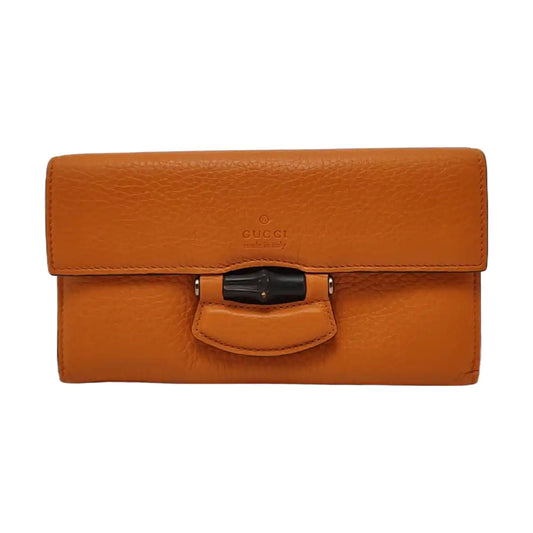 GUCCI Bamboo 1947 Orange Cowhide Bamboo Wallet Golden hardware-(SKU)-956922492