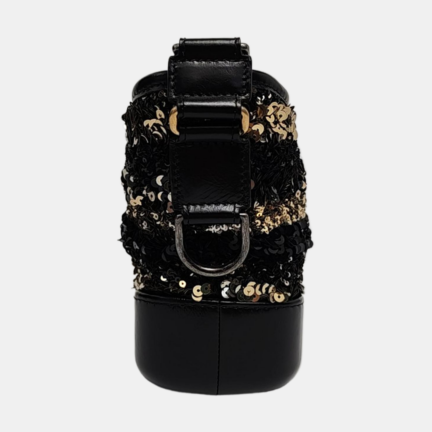 CHANEL GABRIELLE Black Sequined Woven Bag Shoulder Bag Crossbody Bag Rhodium Hardware 26 Clasp Removable Strap-(SKU)-957268642