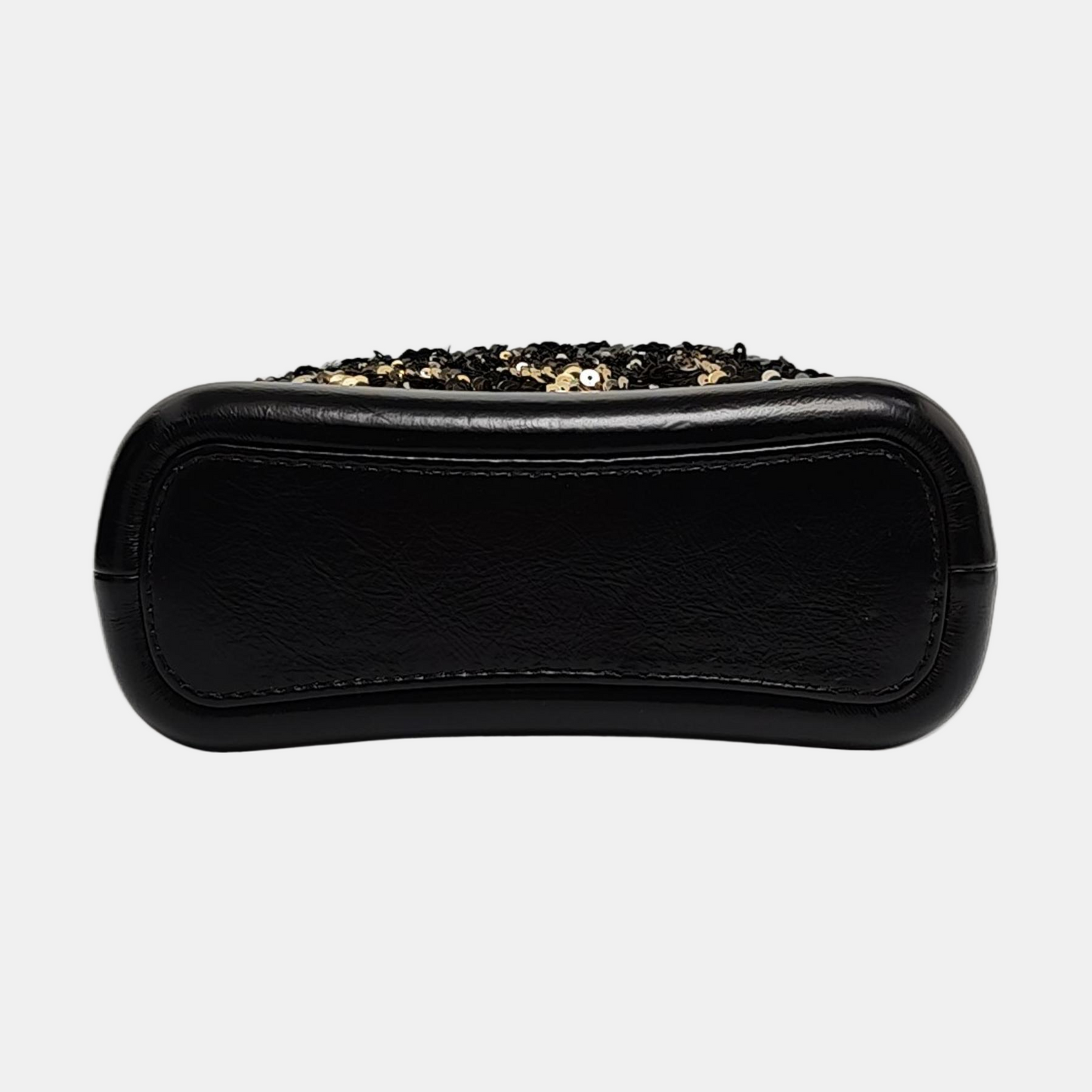 CHANEL GABRIELLE Black Sequined Woven Bag Shoulder Bag Crossbody Bag Rhodium Hardware 26 Clasp Removable Strap-(SKU)-957268642