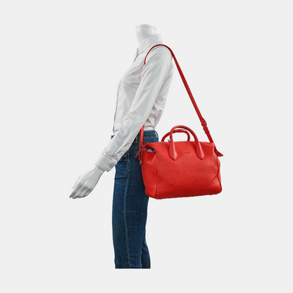 BALENCIAGA Tote bag Red Calf Leather Crossbody Shoulder Bag Tote Silver Hardware Removable shoulder strap-(SKU)-957128355