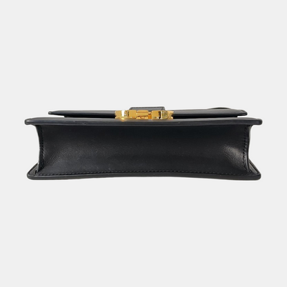 DIOR 30 Montaigne East-West Black Leather Montaigne Bag with Gold Hardware and Detachable Strap-(SKU)-957272257