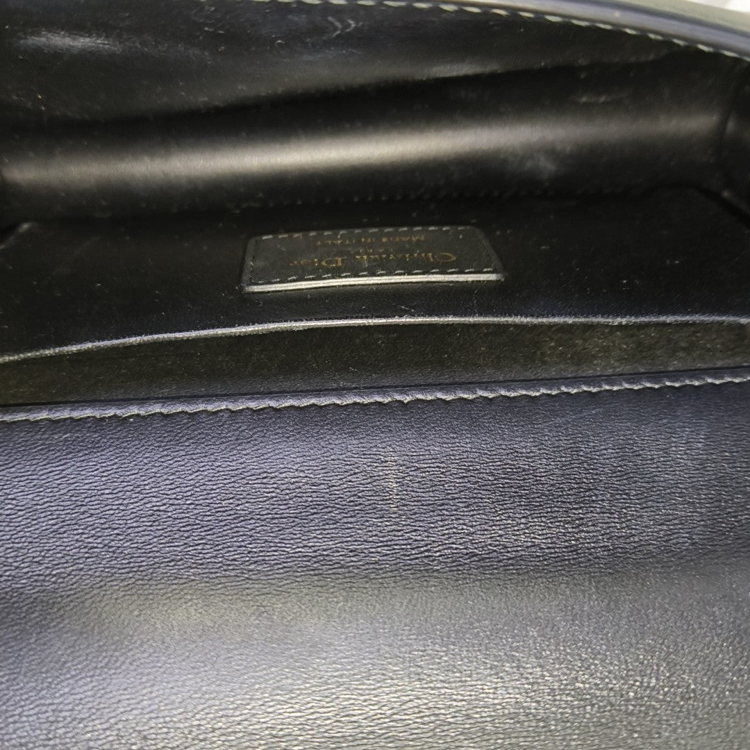 DIOR 30 Montaigne East-West Black Leather Montaigne Bag with Gold Hardware and Detachable Strap-(SKU)-957272257