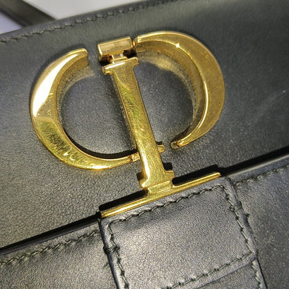 DIOR 30 Montaigne East-West Black Leather Montaigne Bag with Gold Hardware and Detachable Strap-(SKU)-957272257