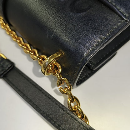 DIOR 30 Montaigne East-West Black Leather Montaigne Bag with Gold Hardware and Detachable Strap-(SKU)-957272257