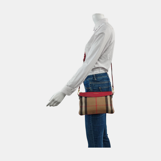 BURBERRY Peyton Brown Canvas Military Saddle Crossbody Single Shoulder Bag Golden hardware Removable shoulder strap-(SKU)-957417349