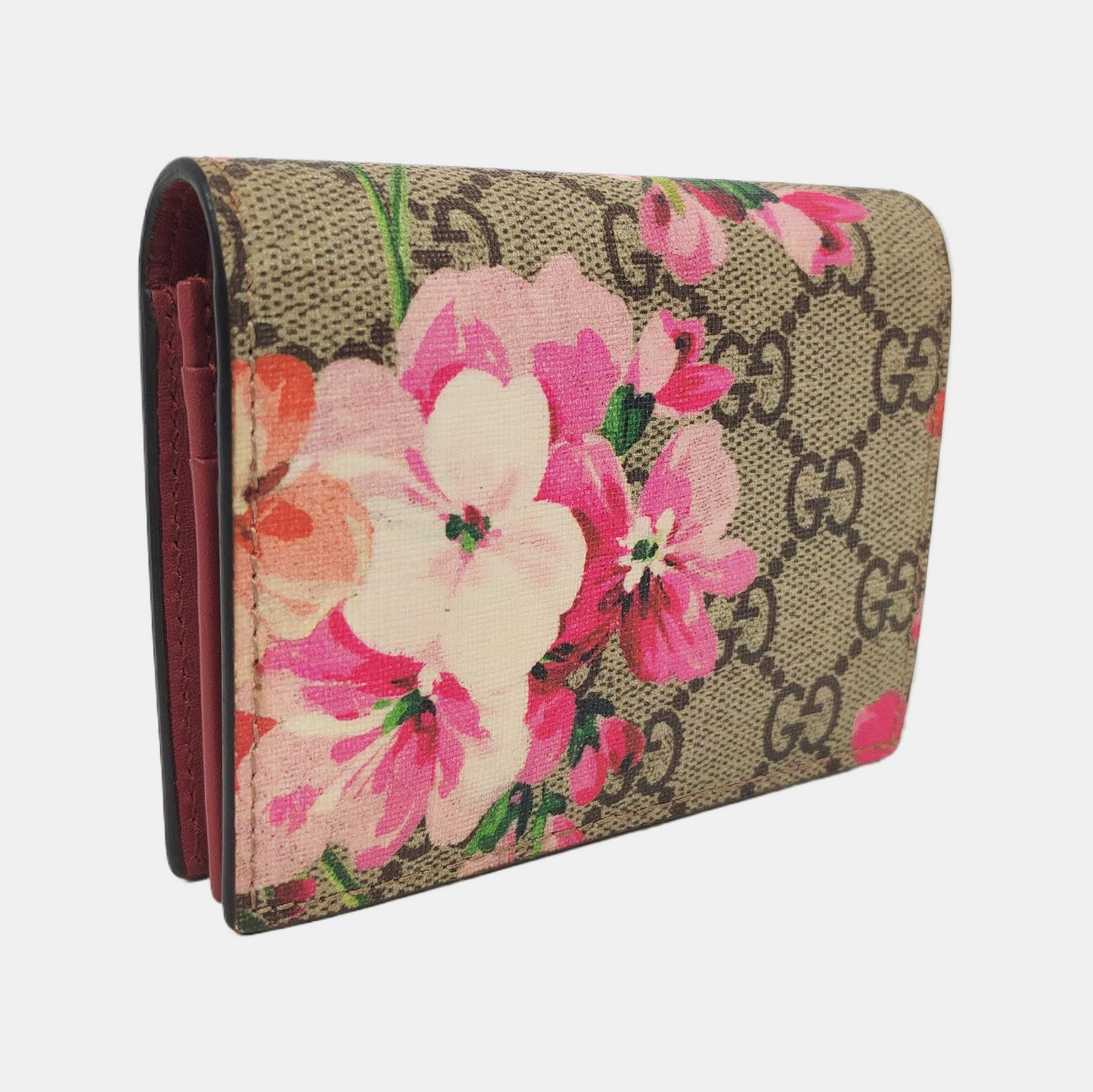 GUCCI GG Blooms Beige Coated Canvas Monogrammed Wallet Silver Hardware Complete Accessories-(SKU)-957577379