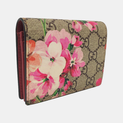 GUCCI GG Blooms Beige Coated Canvas Monogrammed Wallet Silver Hardware Complete Accessories-(SKU)-957577379