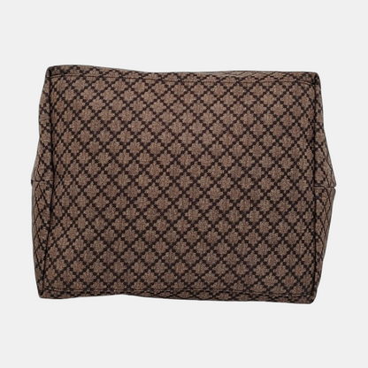 GUCCI Brown nylon monogram striped strap handbag crossbody shoulder tote Golden hardware-(SKU)-957584034
