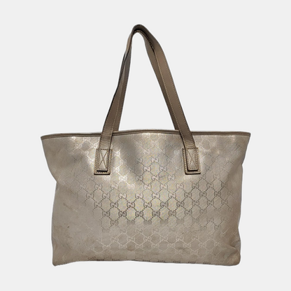 GUCCI GG Imprime Silver Coated Canvas Monogram Shoulder Bag Handbag Silver Hardware-(SKU)-957584035