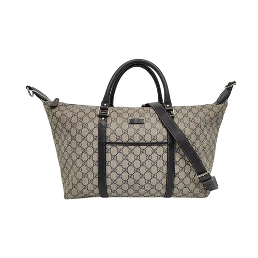 GUCCI Tote bag Beige Coated Canvas Monogram Single Shoulder Bag Handbag Crossbody Silver Hardware Removable shoulder strap-(SKU)-957584029