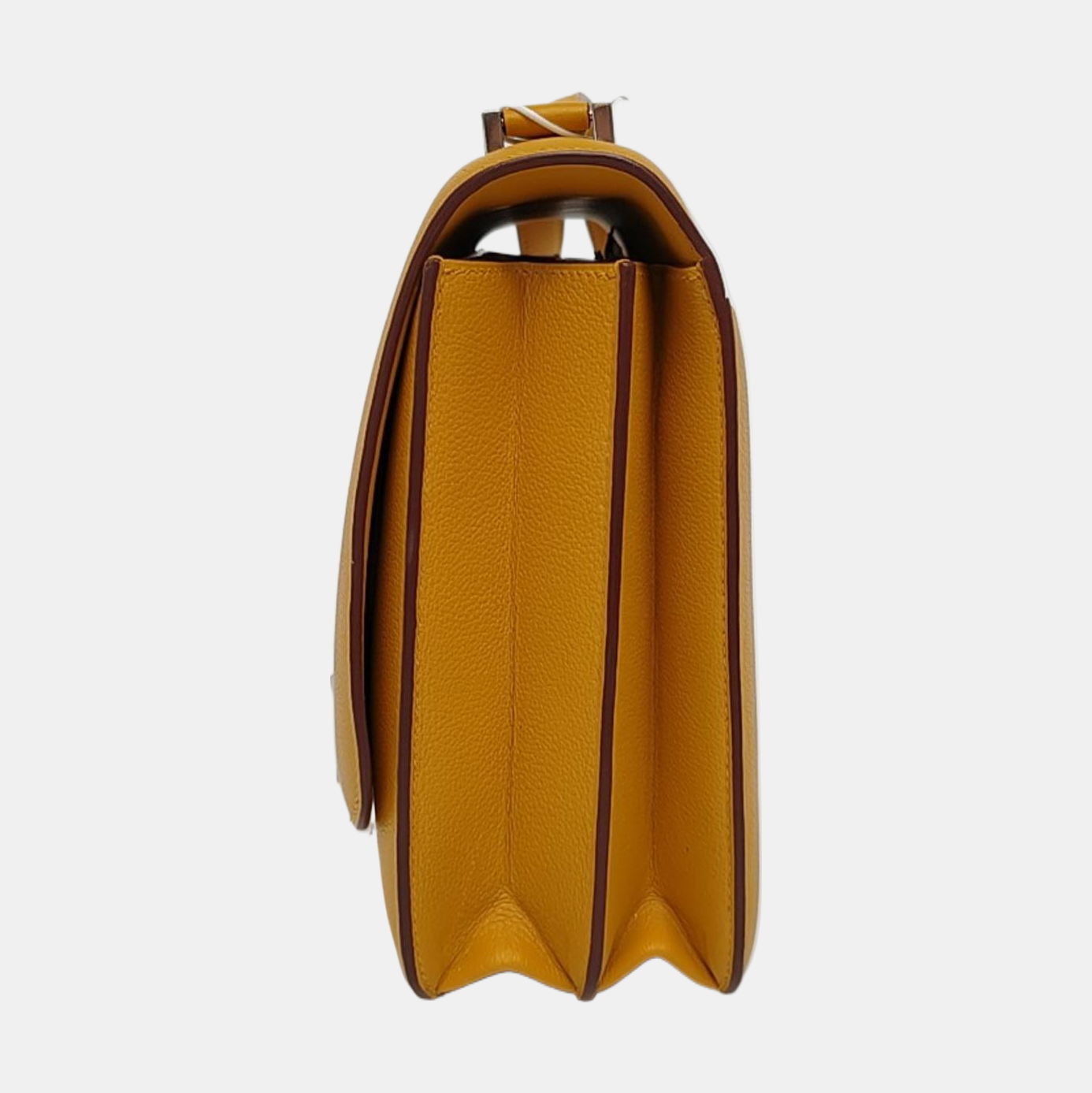 HERMÈS 2002 20 Amber Yellow Evercolor Calfskin Crossbody Shoulder Bag with Silver Hardware, C-(SKU)-957461966