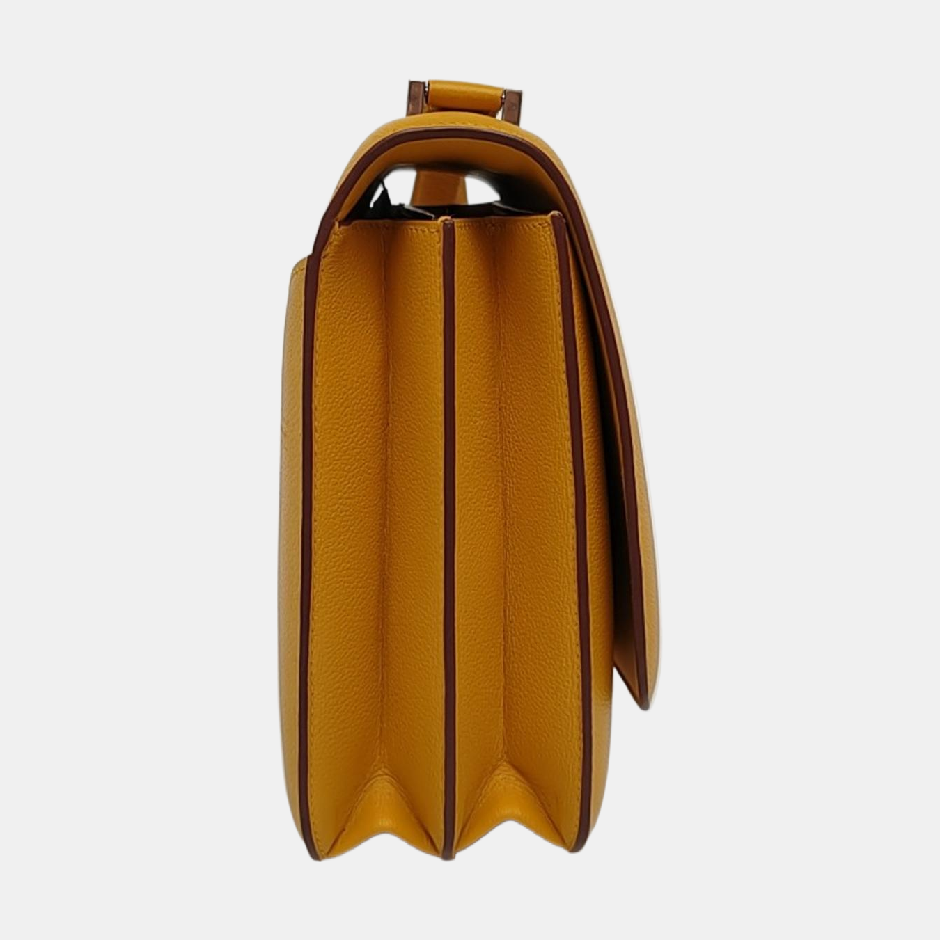 HERMÈS 2002 20 Amber Yellow Evercolor Calfskin Crossbody Shoulder Bag with Silver Hardware, C-(SKU)-957461966