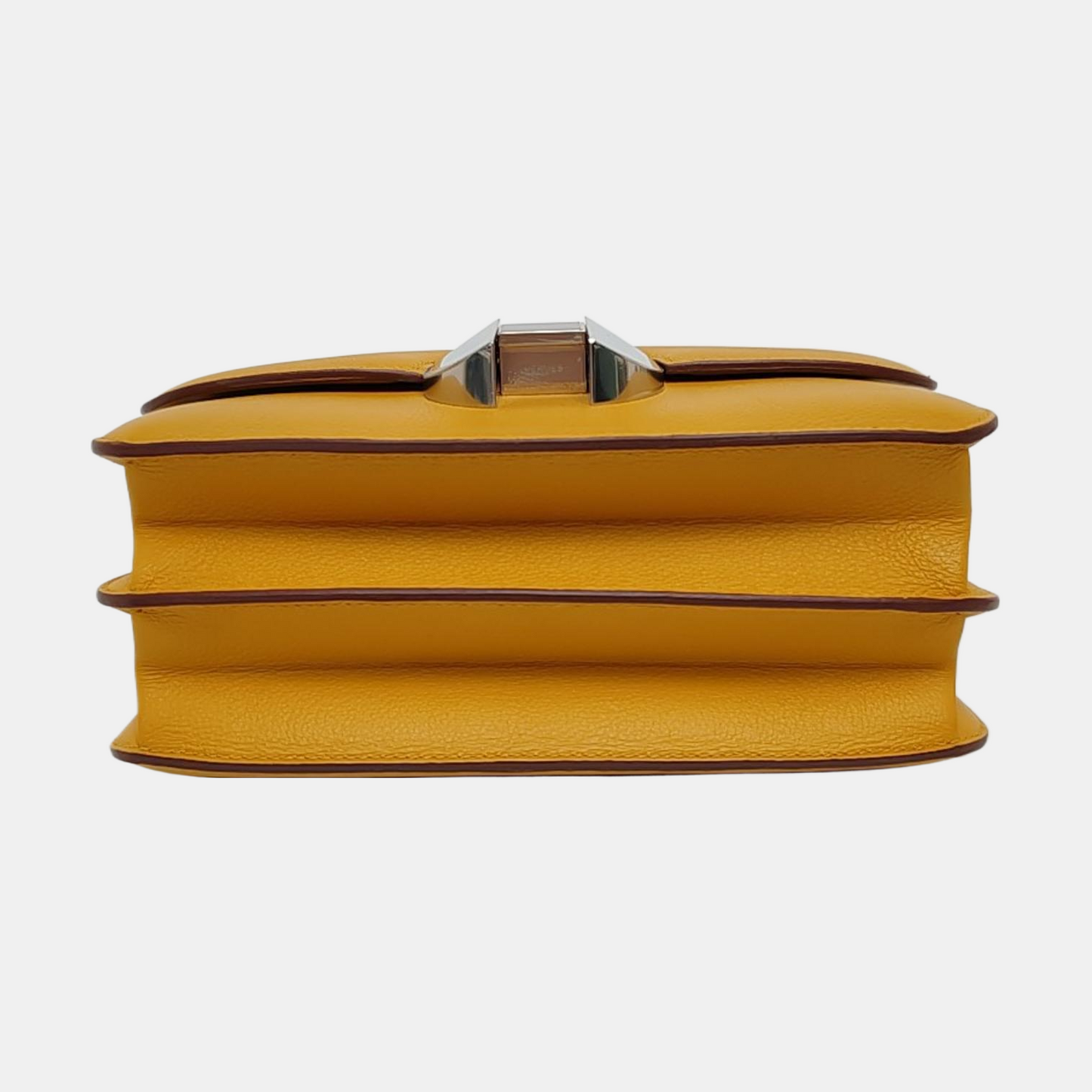 HERMÈS 2002 20 Amber Yellow Evercolor Calfskin Crossbody Shoulder Bag with Silver Hardware, C-(SKU)-957461966