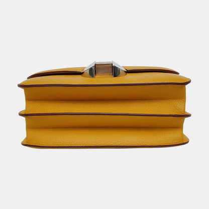 HERMÈS 2002 20 Amber Yellow Evercolor Calfskin Crossbody Shoulder Bag with Silver Hardware, C-(SKU)-957461966