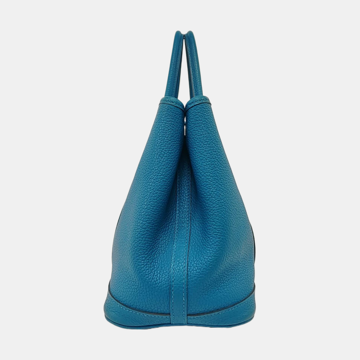 HERMÈS Garden Party 30 Duck Blue Negonda Small Bull Leather Tote Handbag with Silver Hardware-(SKU)-957462483