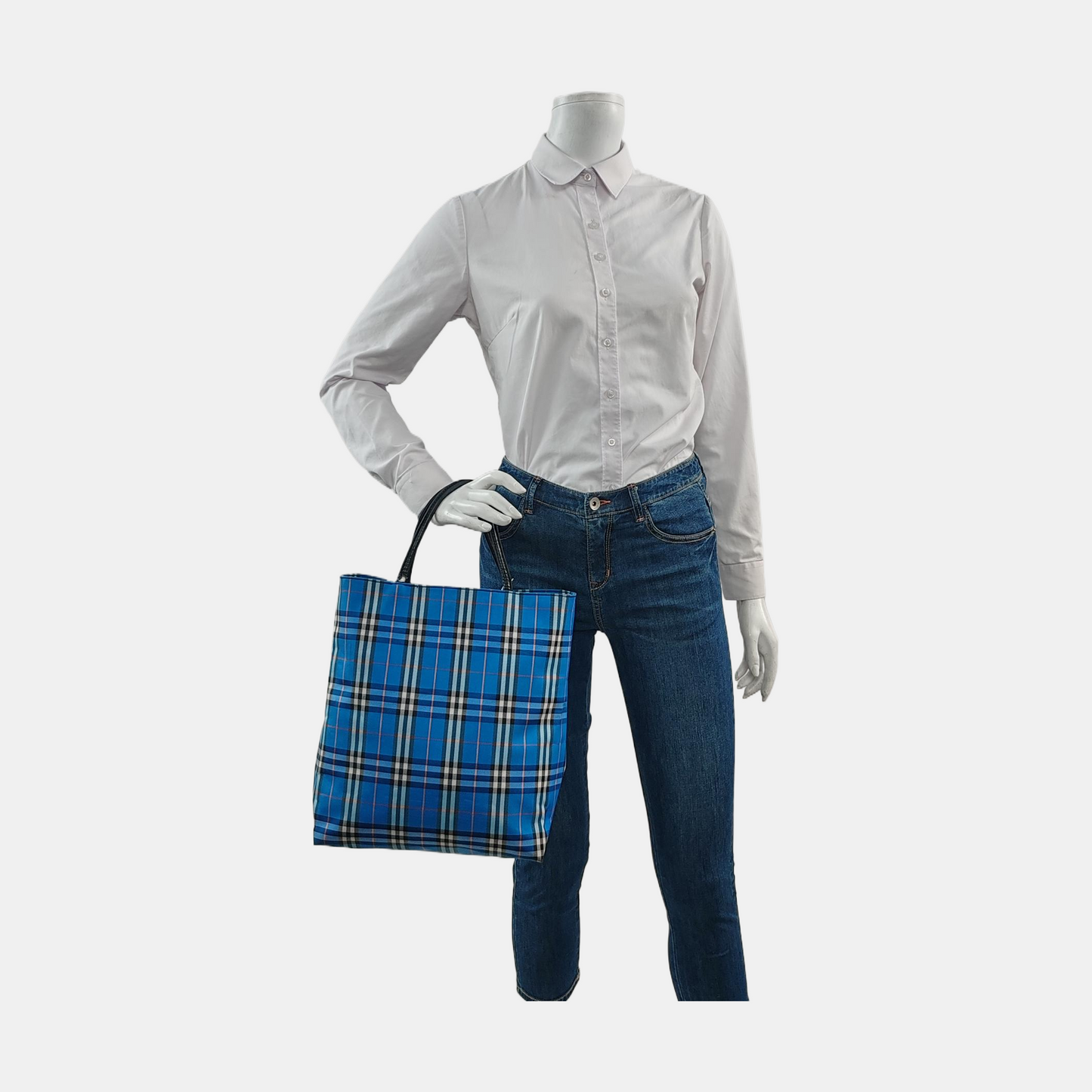 BURBERRY Tote bag Blue Nylon Printed Tote Bag Silver Hardware-(SKU)-957596394
