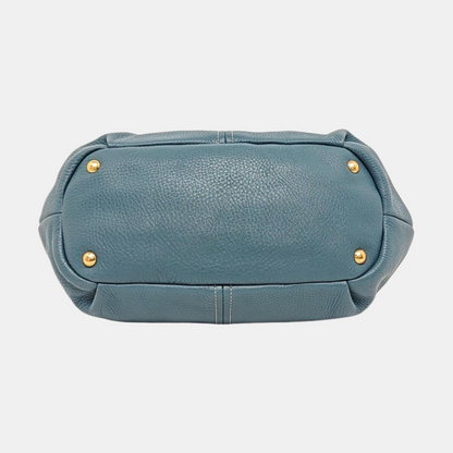 PRADA Tote bag Blue Cowhide Logo Shoulder Bag Handbag Golden hardware Removable shoulder strap-(SKU)-957689174