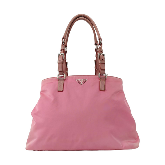 PRADA Tote bag Pink Nylon Logo Single Shoulder Bag Silver Hardware shoulder straps-(SKU)-957386735