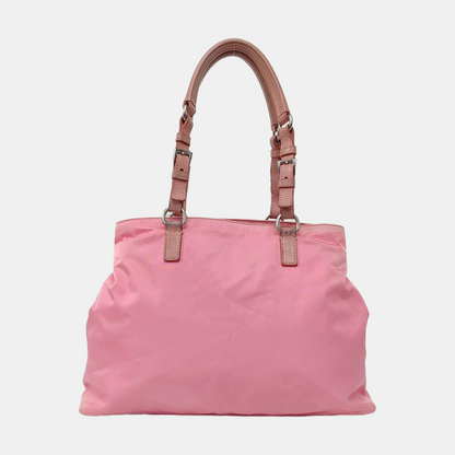 PRADA Tote bag Pink Nylon Logo Single Shoulder Bag Silver Hardware shoulder straps-(SKU)-957386735