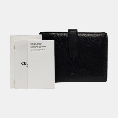 CELINE Medium size Black Cowhide Wallet Golden hardware-(SKU)-957043461