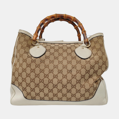 GUCCI Bamboo 1947 Brown canvas monogram bamboo bag handbag Golden hardware-(SKU)-957532877