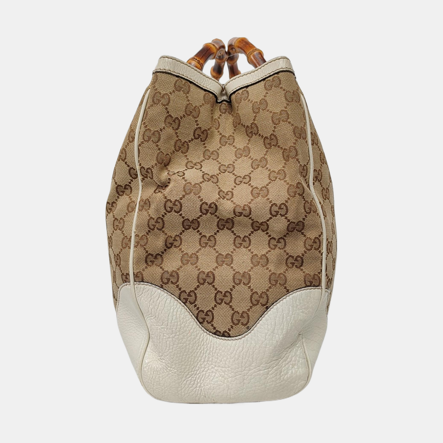GUCCI Bamboo 1947 Brown canvas monogram bamboo bag handbag Golden hardware-(SKU)-957532877