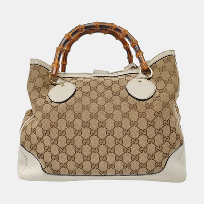 GUCCI Bamboo 1947 Brown canvas monogram bamboo bag handbag Golden hardware-(SKU)-957532877