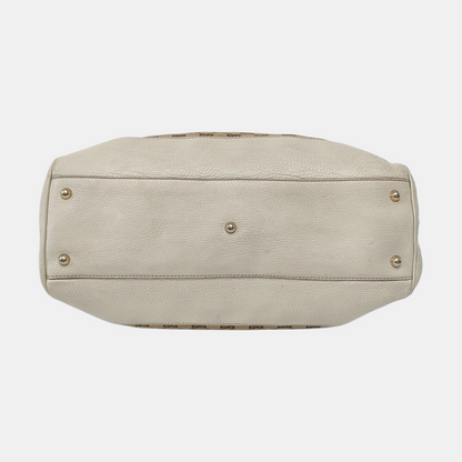 GUCCI Bamboo 1947 Brown canvas monogram bamboo bag handbag Golden hardware-(SKU)-957532877