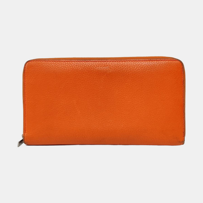 CELINE Orange Cowhide Wallet Silver Hardware-(SKU)-957043236