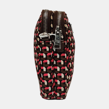 PRADA Cell Phone Bag Brown Nylon Monogrammed Printed Single Shoulder Bag Crossbody Silver Hardware Removable shoulder strap-(SKU)-957241212