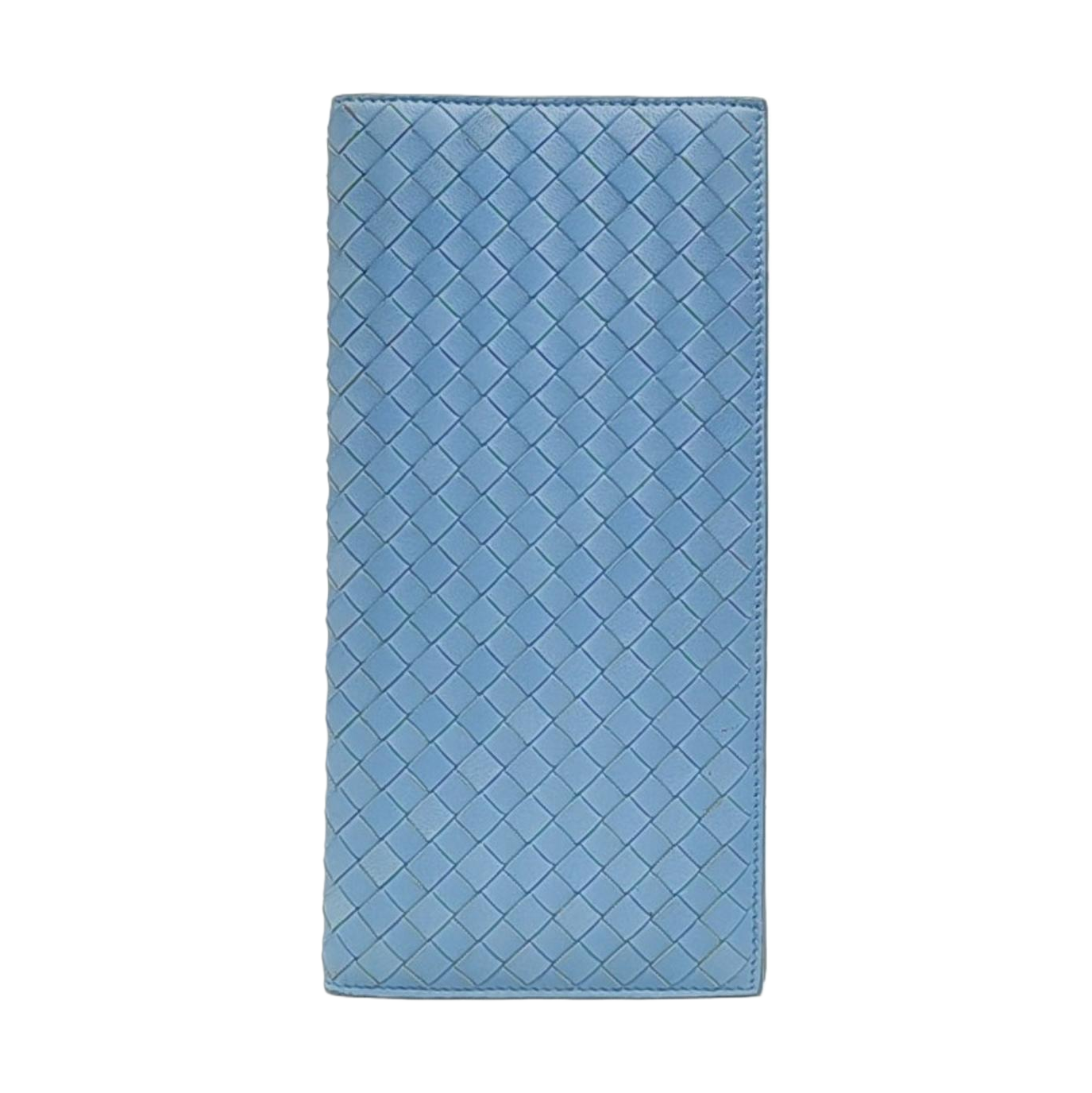 BOTTEGA VENETA Light Blue Lamb Leather Woven Wallet Black hardware-(SKU)-957556480
