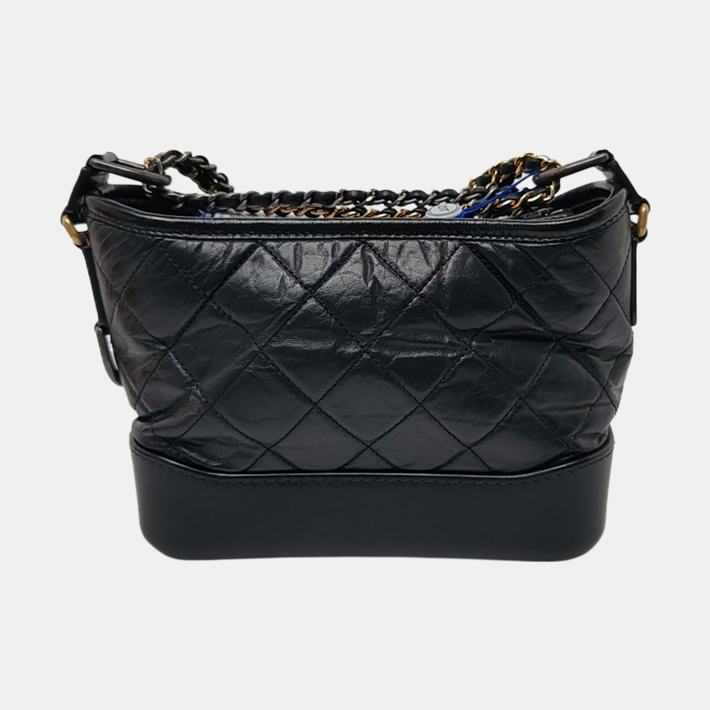 CHANEL GABRIELLE Small Black Leather Quilted Chain Bag Crossbody Bag, Single Shoulder Bag, Handbag, Gold and Silver Rhodium-Plated Hardware, 24 Clasp, Detachable Shoulder Strap-(SKU)-957601167
