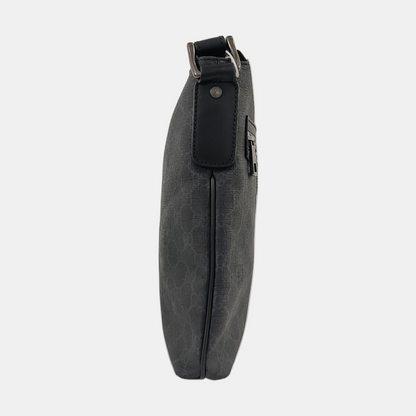 GUCCI Black Coated Canvas Monogram Crossbody Bag Single Shoulder Bag Ruthenium color hardware-(SKU)-957797586