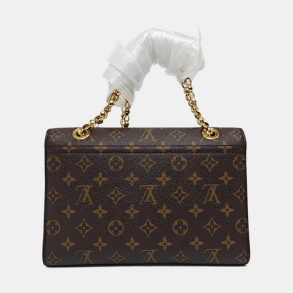 LOUIS VUITTON VICTOIRE Brown Coated Canvas Monogram Handbag Shoulder Bag Crossbody Bag Golden Hardware-(SKU)-955618708