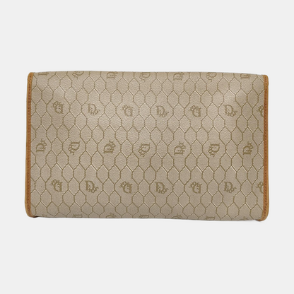 DIOR Khaki Coated Canvas Monogram Printed Shoulder Bag Golden hardware-(SKU)-957692854