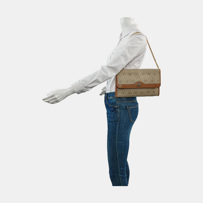 DIOR Khaki Coated Canvas Monogram Printed Shoulder Bag Golden hardware-(SKU)-957692854