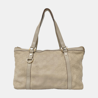 GUCCI Abbey White cowhide 老花压纹 (monogram embossed) shoulder bag/handbag Golden hardware-(SKU)-957784065