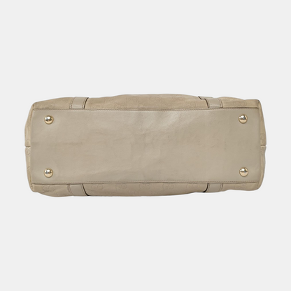 GUCCI Abbey White cowhide 老花压纹 (monogram embossed) shoulder bag/handbag Golden hardware-(SKU)-957784065