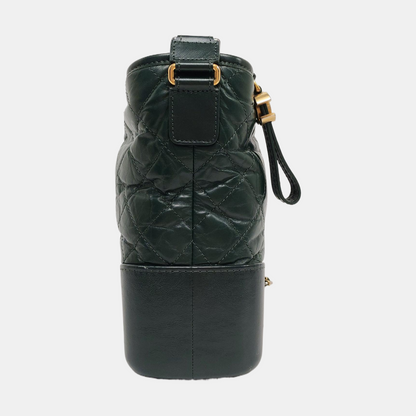 CHANEL GABRIELLE Medium Green Calfskin Quilted Pattern Gabby Bag Crossbody Shoulder Bag Sling Bag Gold Silver Ruthenium Hardware 24 Clasp Removable Strap-(SKU)-957831399