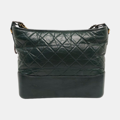 CHANEL GABRIELLE Medium Green Calfskin Quilted Pattern Gabby Bag Crossbody Shoulder Bag Sling Bag Gold Silver Ruthenium Hardware 24 Clasp Removable Strap-(SKU)-957831399