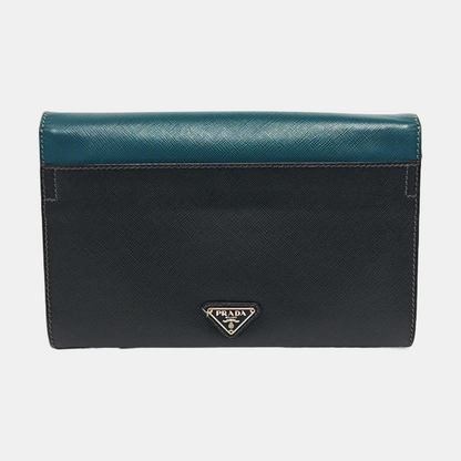 PRADA Color-block cowhide cross-grain clutch Silver Hardware-(SKU)-957706668