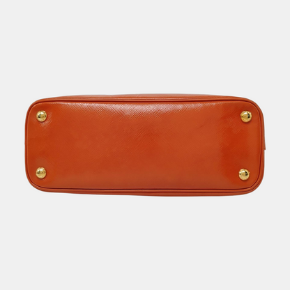 PRADA Promenade Orange Red Cowhide Logo Cross Grain Single Shoulder Crossbody Bag Golden hardware Removable shoulder strap-(SKU)-957813224