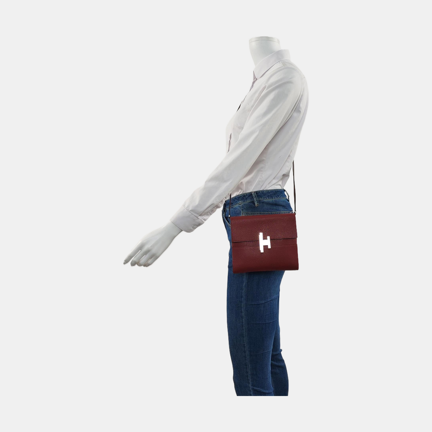 HERMÈS Cinhetic Red Chèvre Mysore Goat Leather Shoulder Bag Tote Bag Silver Hardware D Detachable Strap-(SKU)-957717747