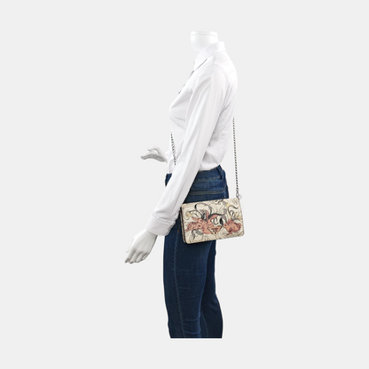 PRADA White Cowhide Printed Single Shoulder Bag Crossbody Bag Silver Hardware Removable shoulder strap-(SKU)-957734411