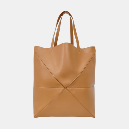 LOEWE Puzzle Fold Large Brown Leather Quilted Shoulder Bag and Tote-(SKU)-957928785