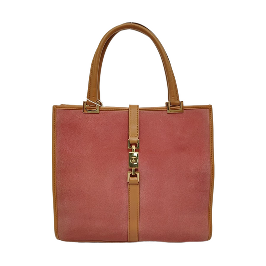 GUCCI Jackie 1961 Nude Pink Suede Buckle Handbag Single Shoulder Bag Golden hardware-(SKU)-958003258